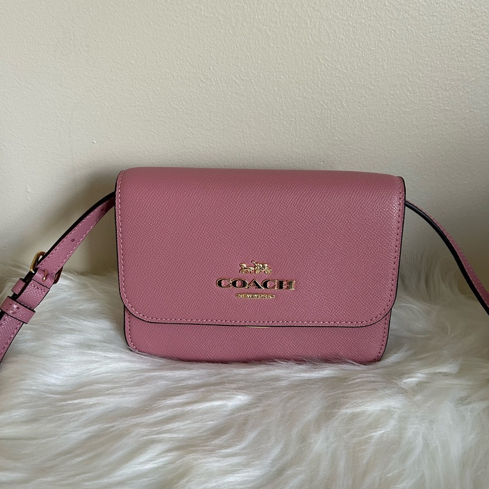 Coach Brynn Pink Crossgrain Leather Crossbody Bag Excellent